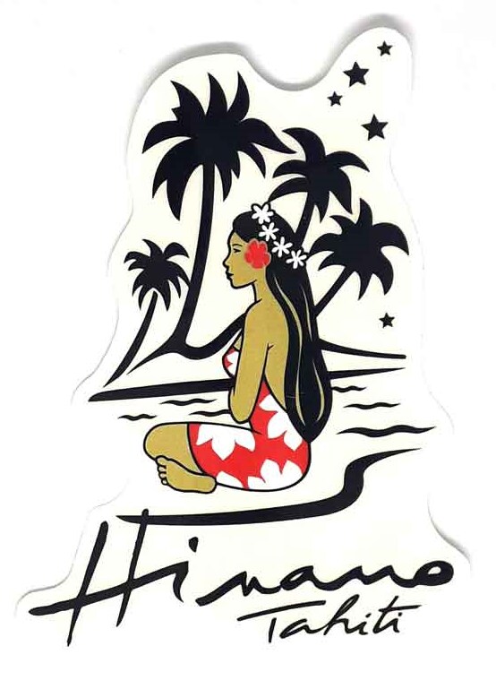 Autocollant Hinano Tahiti Motu et Cocotiers Grand Format