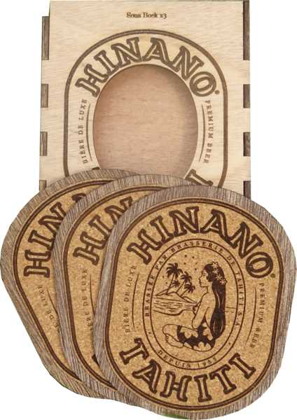 Drink Coaster Vahine Hinano Tahiti - Wooden Box